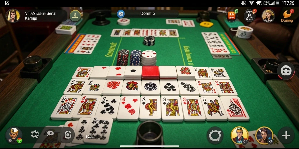 Antarmuka menarik dan fungsional dari VT789 yang menggambarkan permainan Domino.