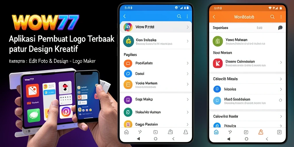 Tampilan antarmuka WOW77 dengan alat desain logo yang intuitif.