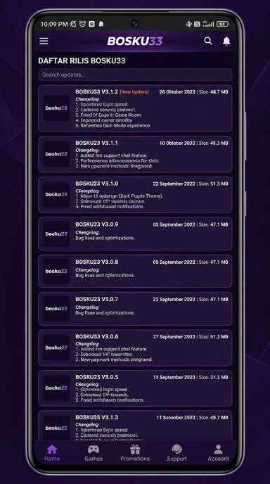 Tampilan riwayat versi bosku33